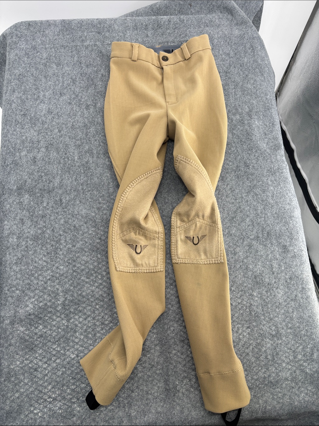 Tuffrider Ribb Jods Light Tan Textured Stirrup Stretchy Riding Pants Size 8